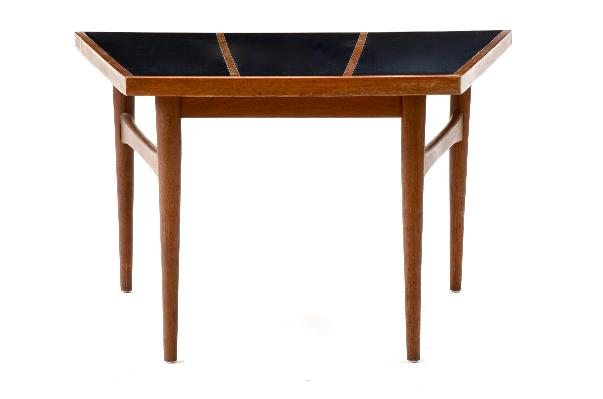Asymmetric Walnut and Black Laminate Side Table
