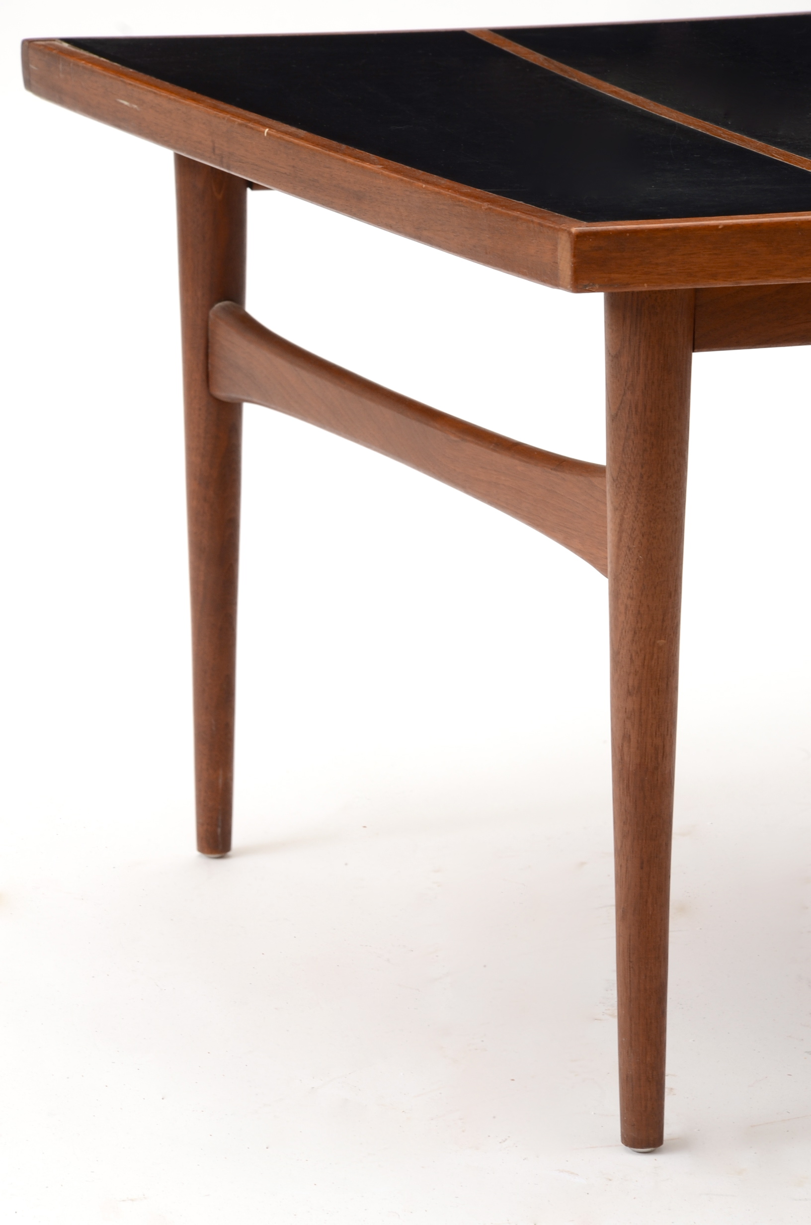 Asymmetric Walnut and Black Laminate Side Table