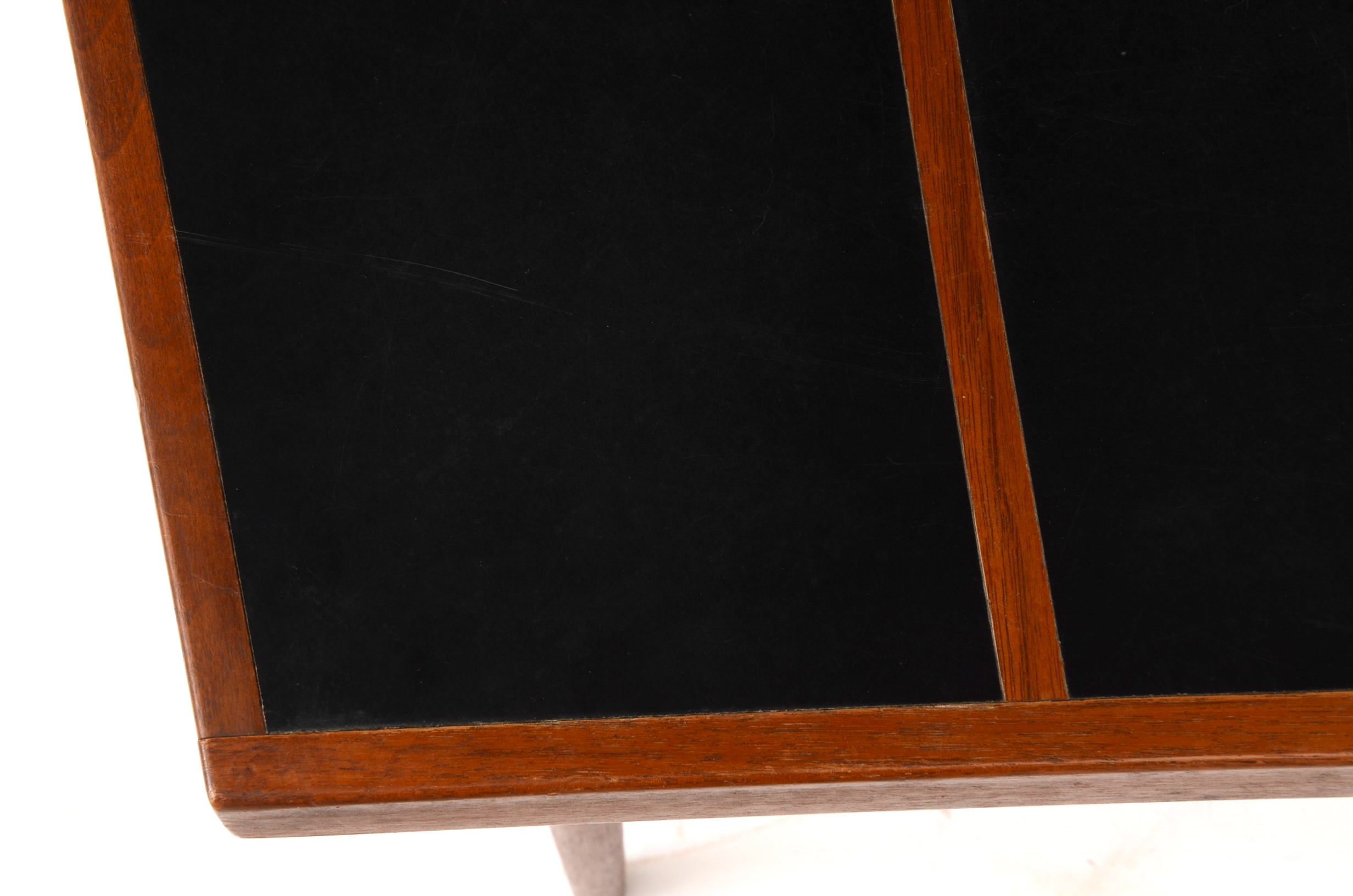 Asymmetric Walnut and Black Laminate Side Table