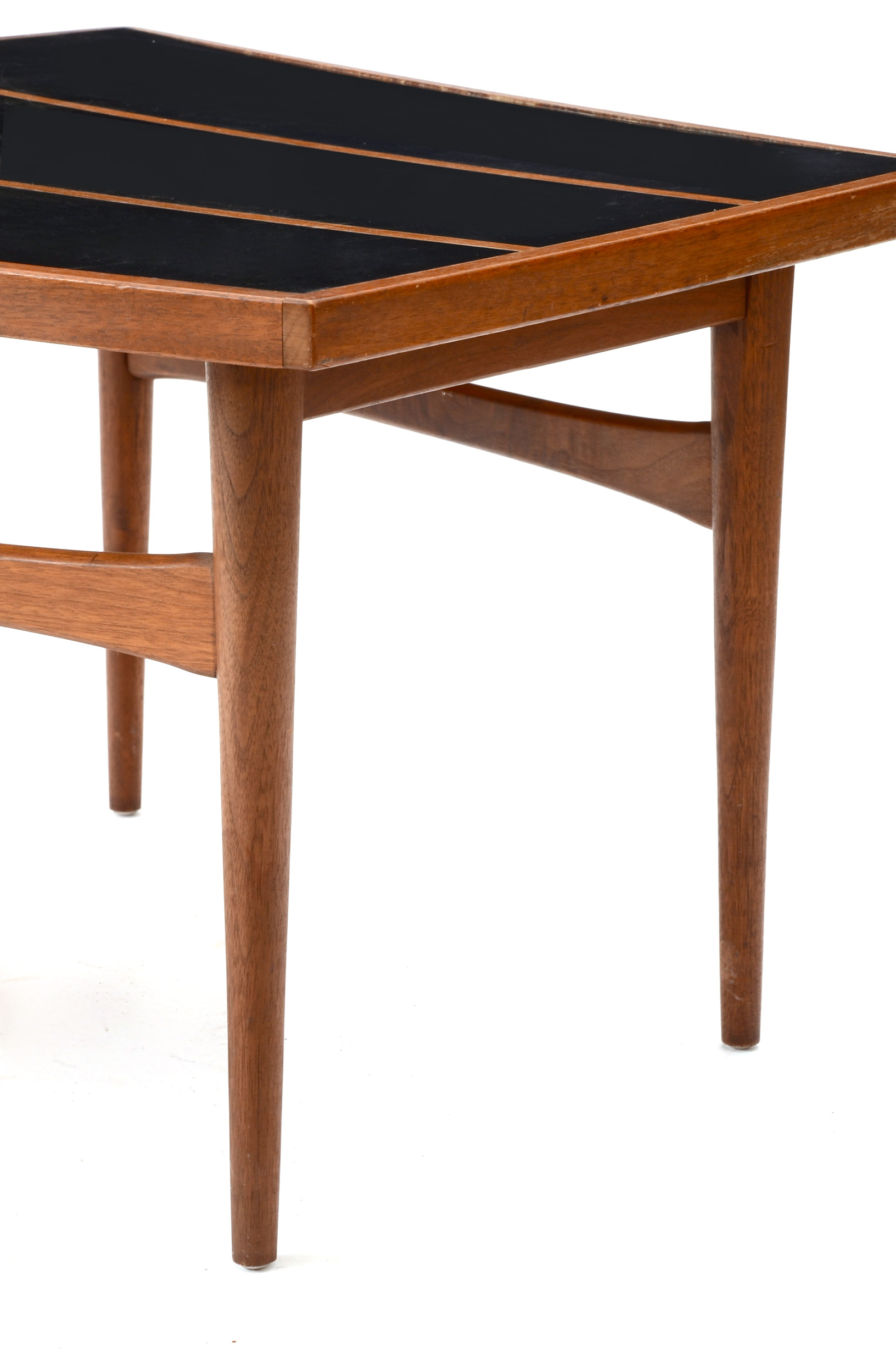 Asymmetric Walnut and Black Laminate Side Table