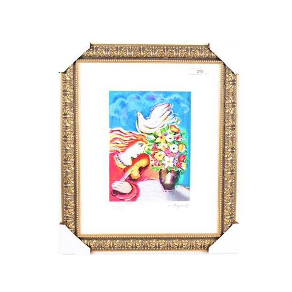 Limited Edition Zamy Steynovitz Serigraph "Dove and Flowers"