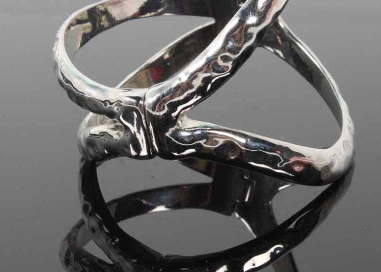 Chico's Silver Tone Hammered Bracelet