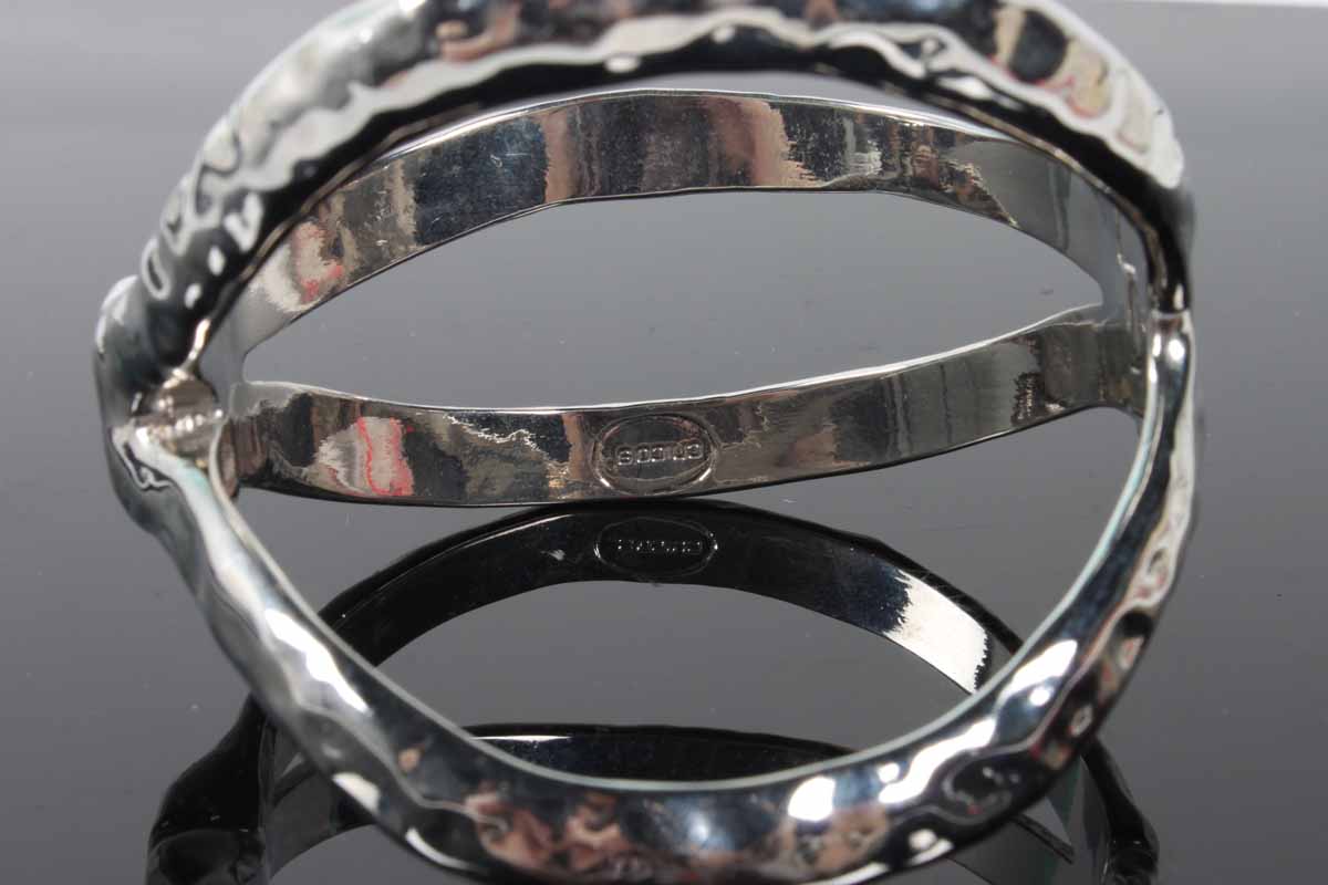 Chico's Silver Tone Hammered Bracelet