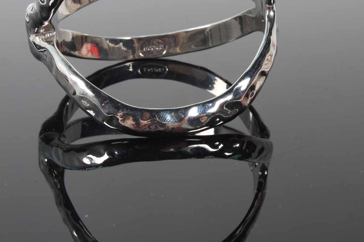 Chico's Silver Tone Hammered Bracelet