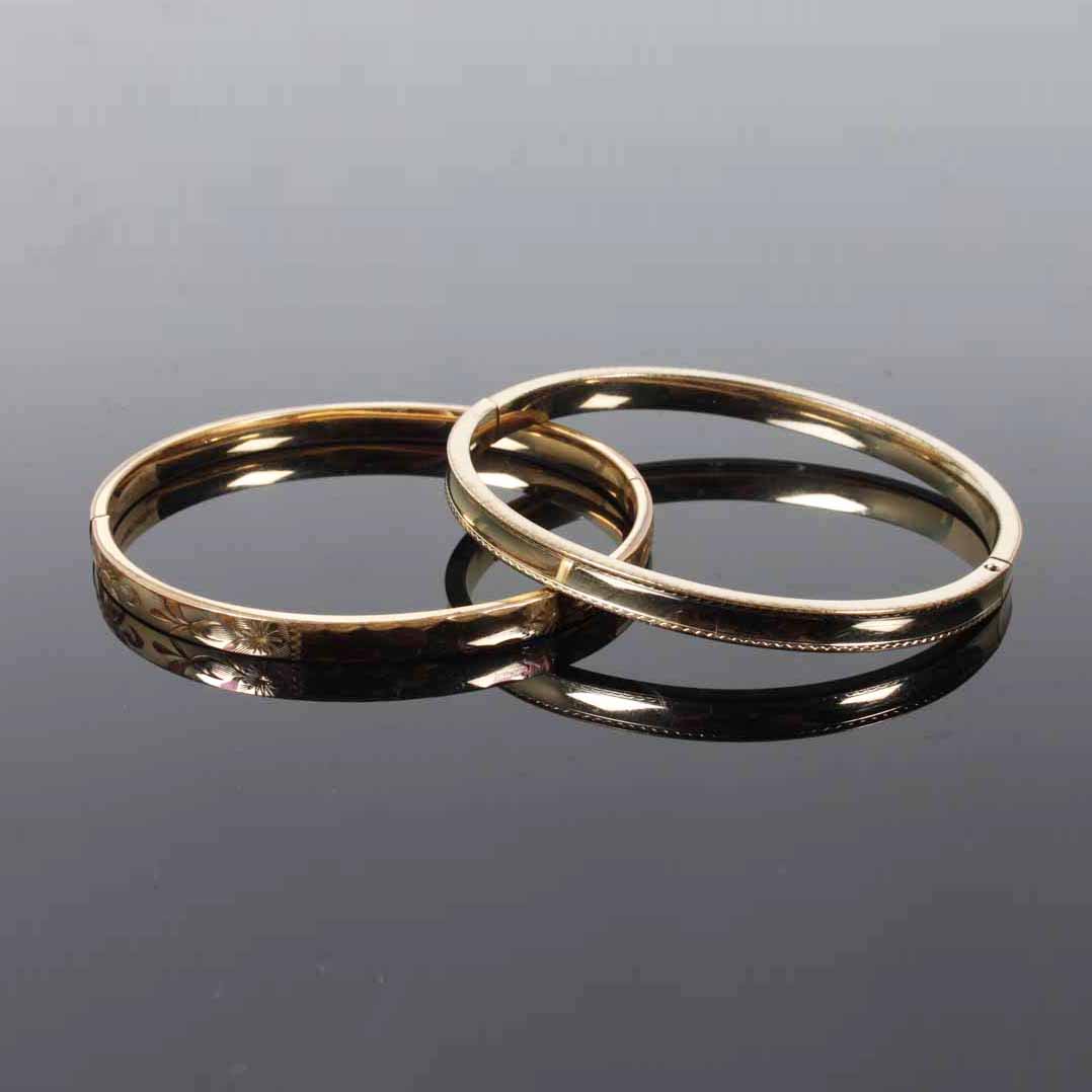 Pair of 12K Gold Filled Slide Hinge Bangle Bracelets