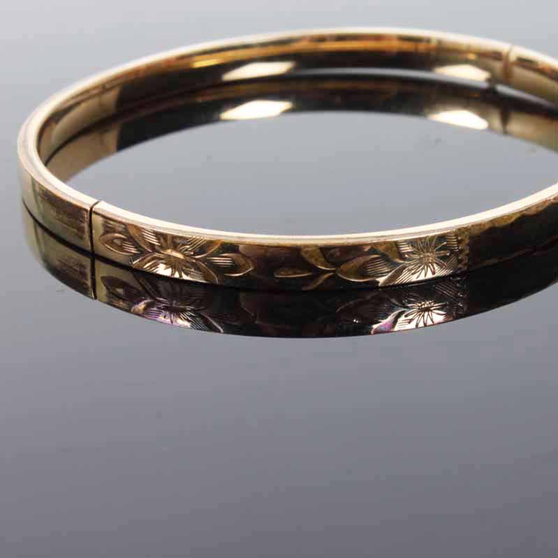 Pair of 12K Gold Filled Slide Hinge Bangle Bracelets