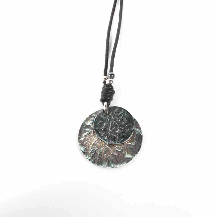 Silpada Designs Sterling Silver and Leather Disc Necklace