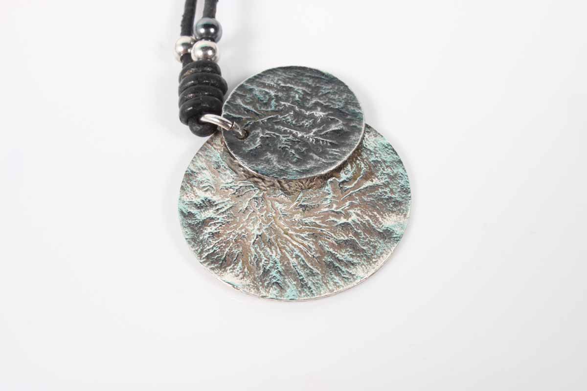 Silpada Designs Sterling Silver and Leather Disc Necklace