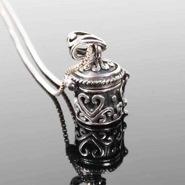 Sterling Silver Necklace with Locket Box Pendant