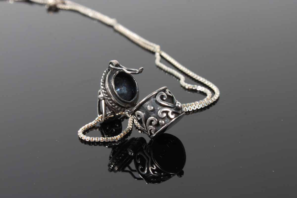 Sterling Silver Necklace with Locket Box Pendant