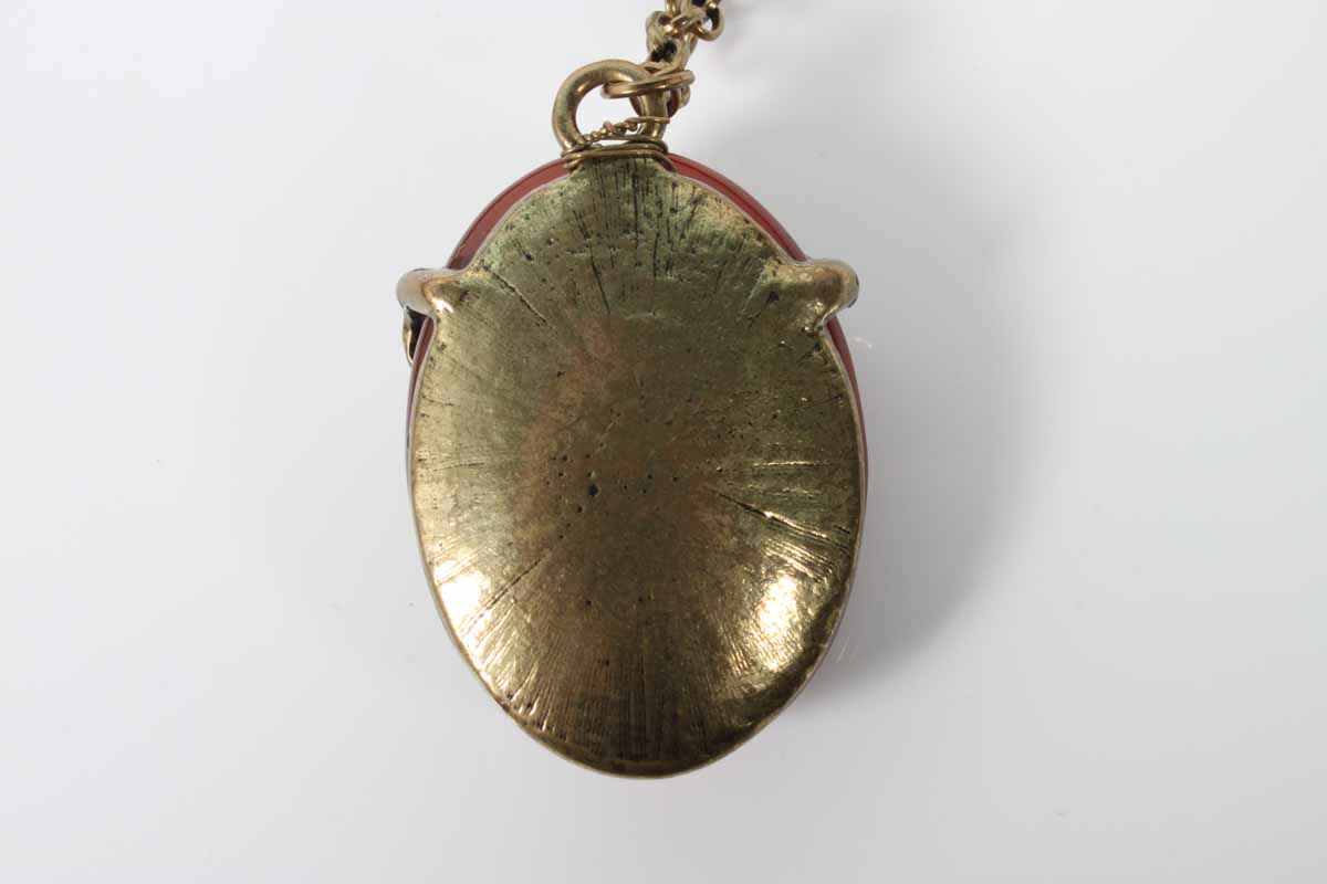 Brushed Brass Carnelian Elephant Necklace