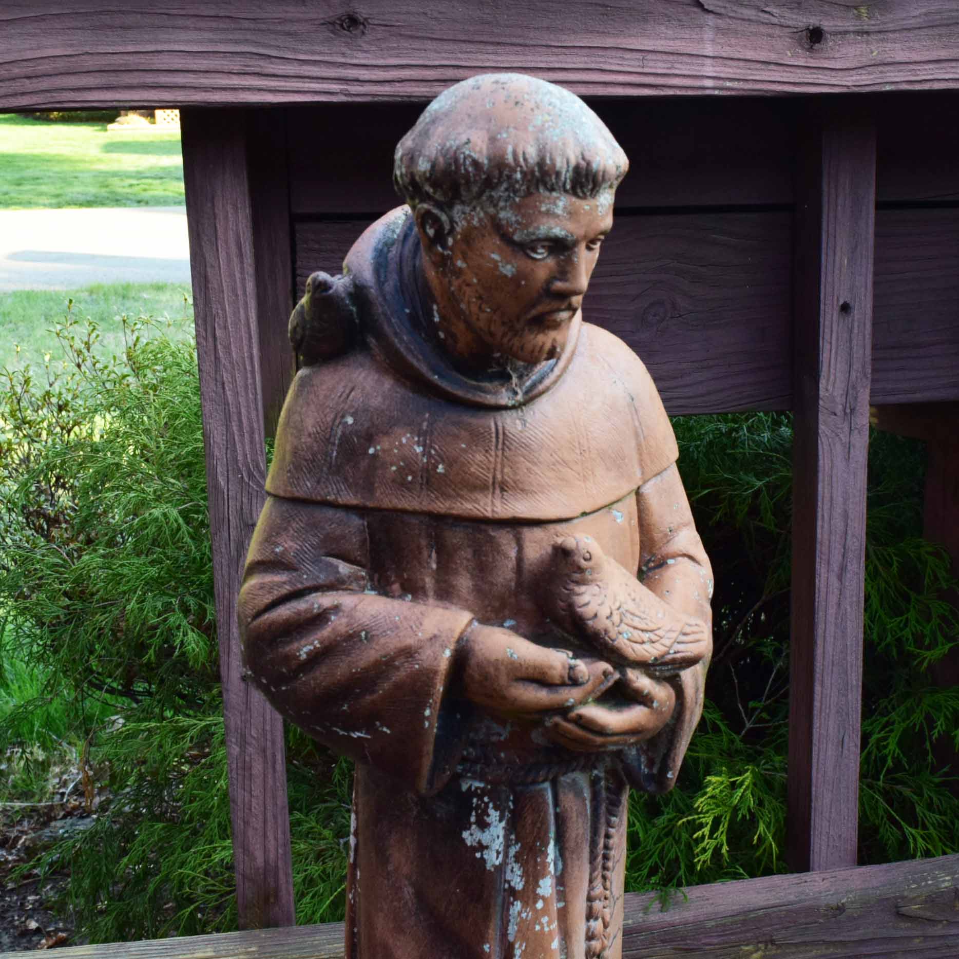Painted Concrete St. Francis of Assisi Garden Statue