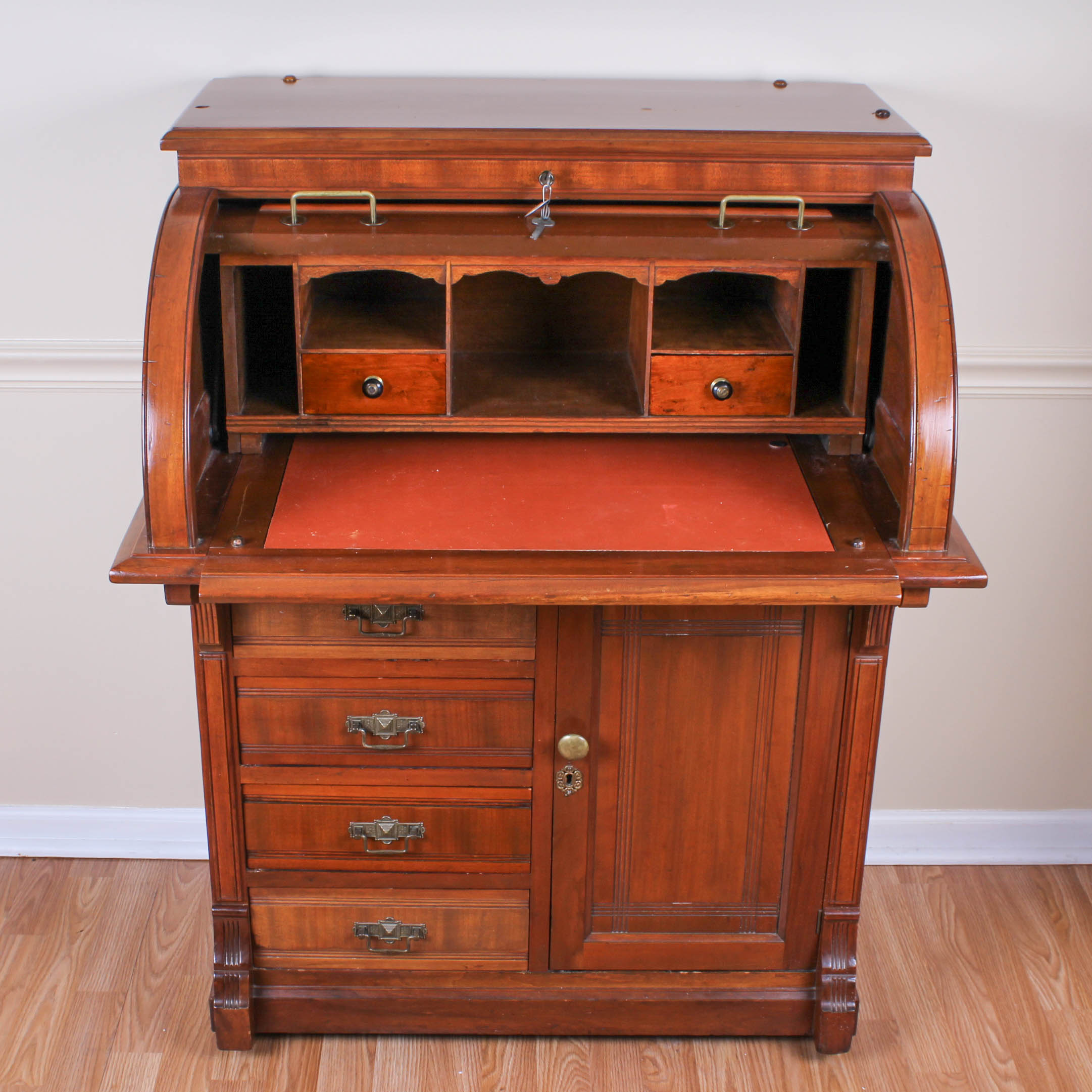 Antique Walnut Roll Top Desk