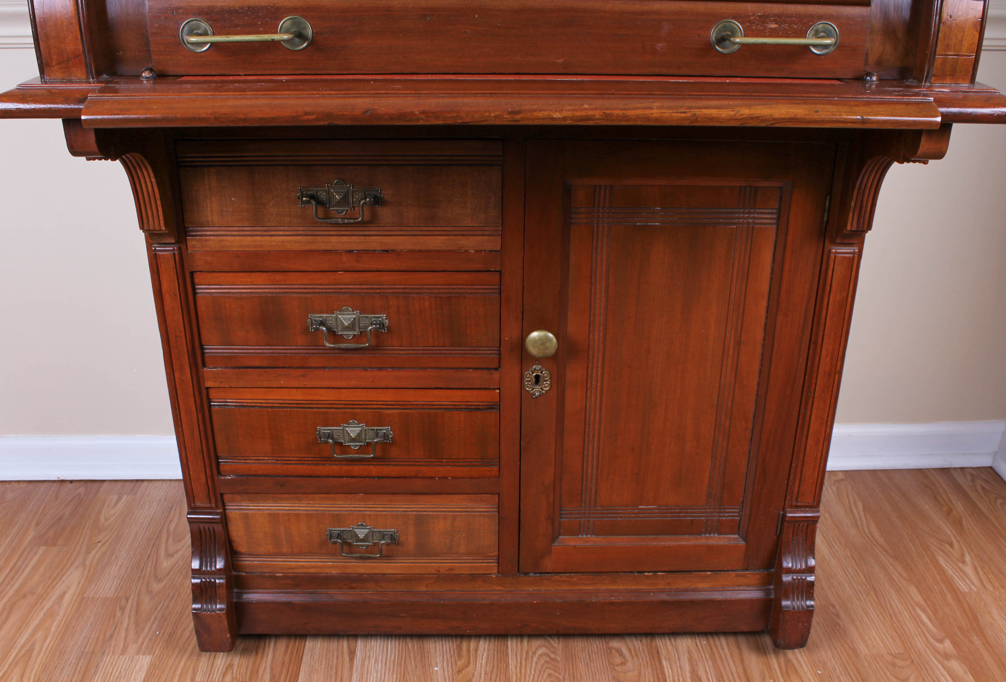 Antique Walnut Roll Top Desk