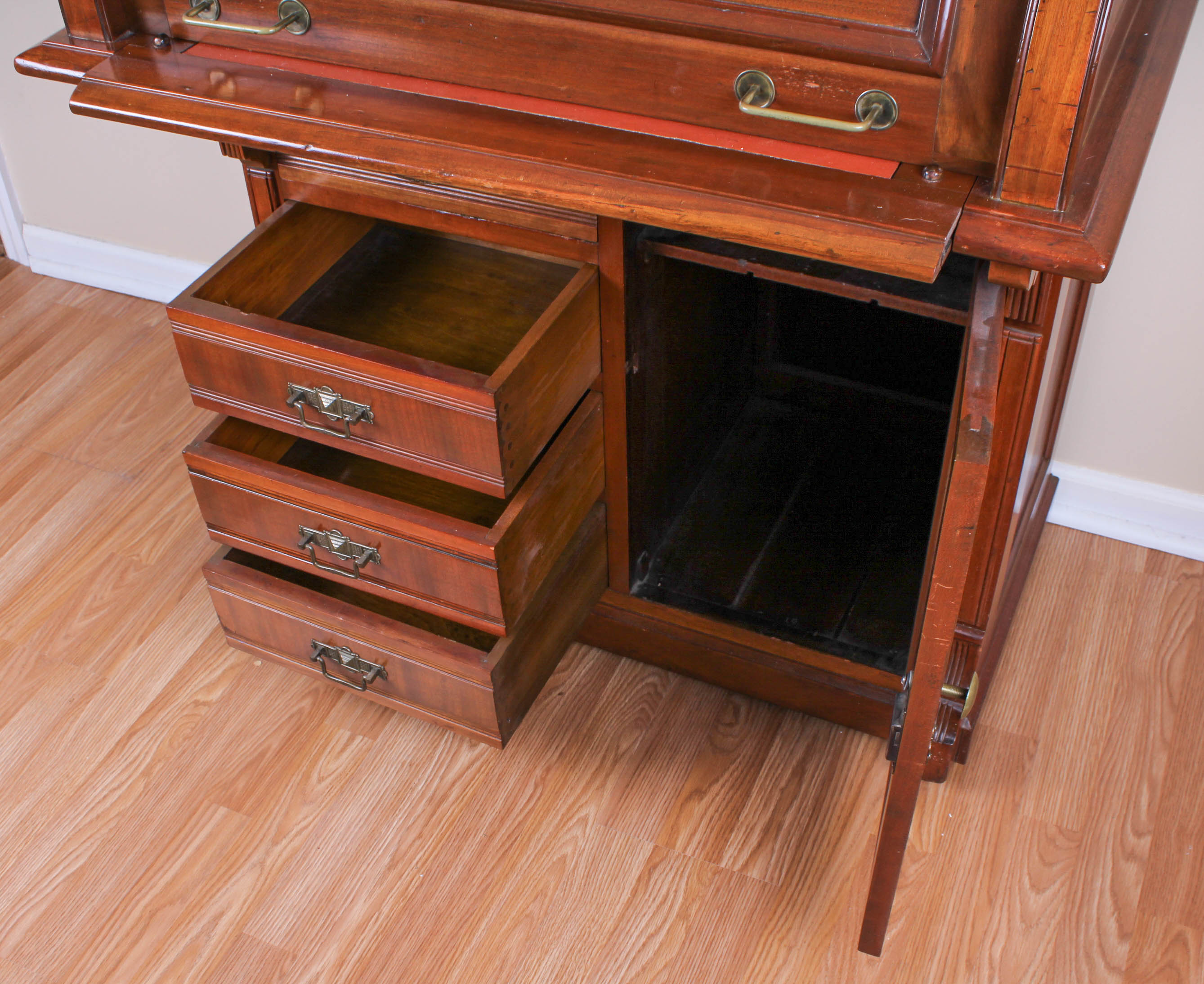 Antique Walnut Roll Top Desk