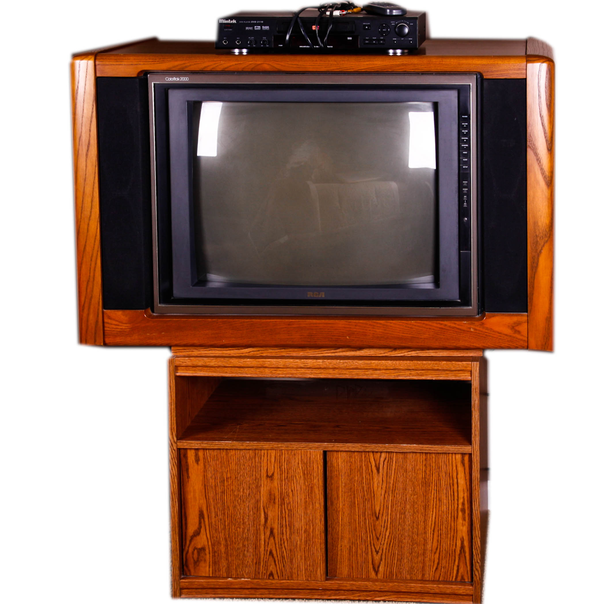 Vintage RCA Wood Tube Television and Accessories