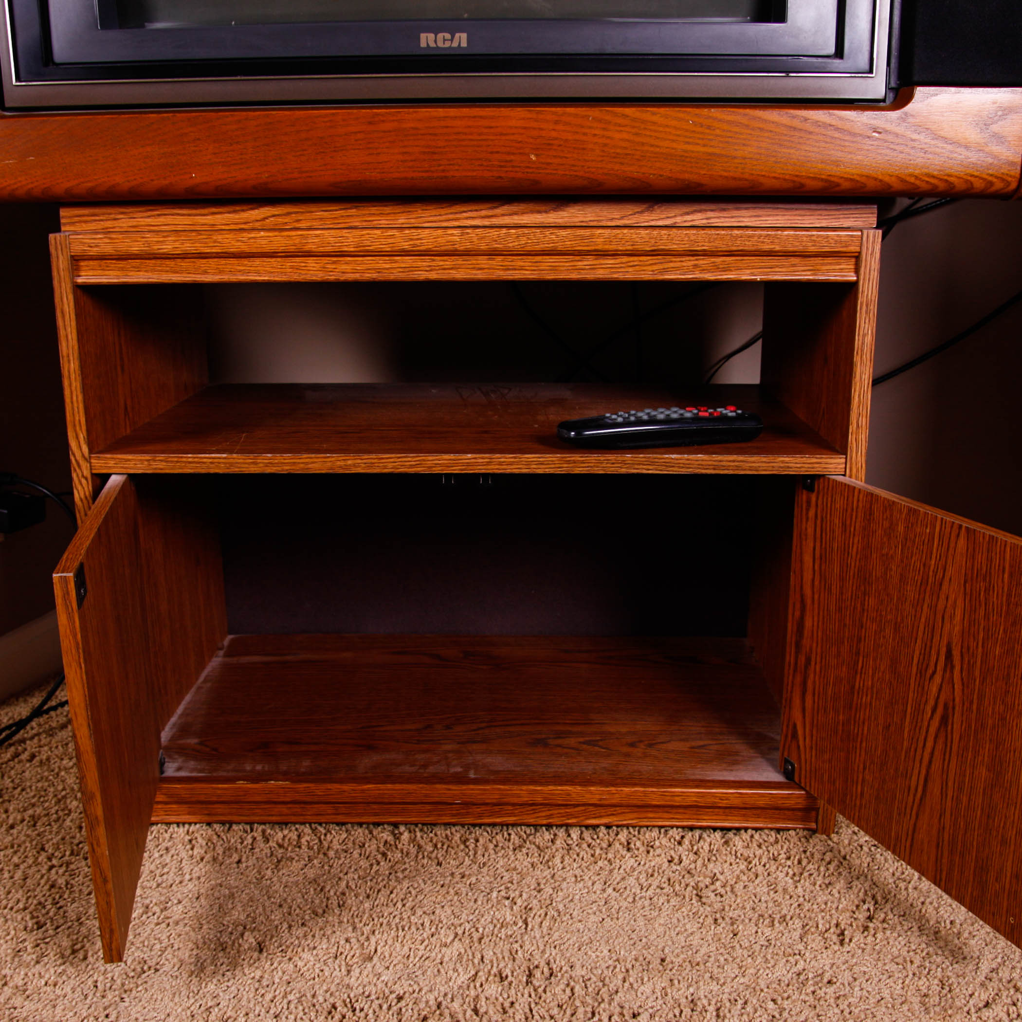 Vintage RCA Wood Tube Television and Accessories