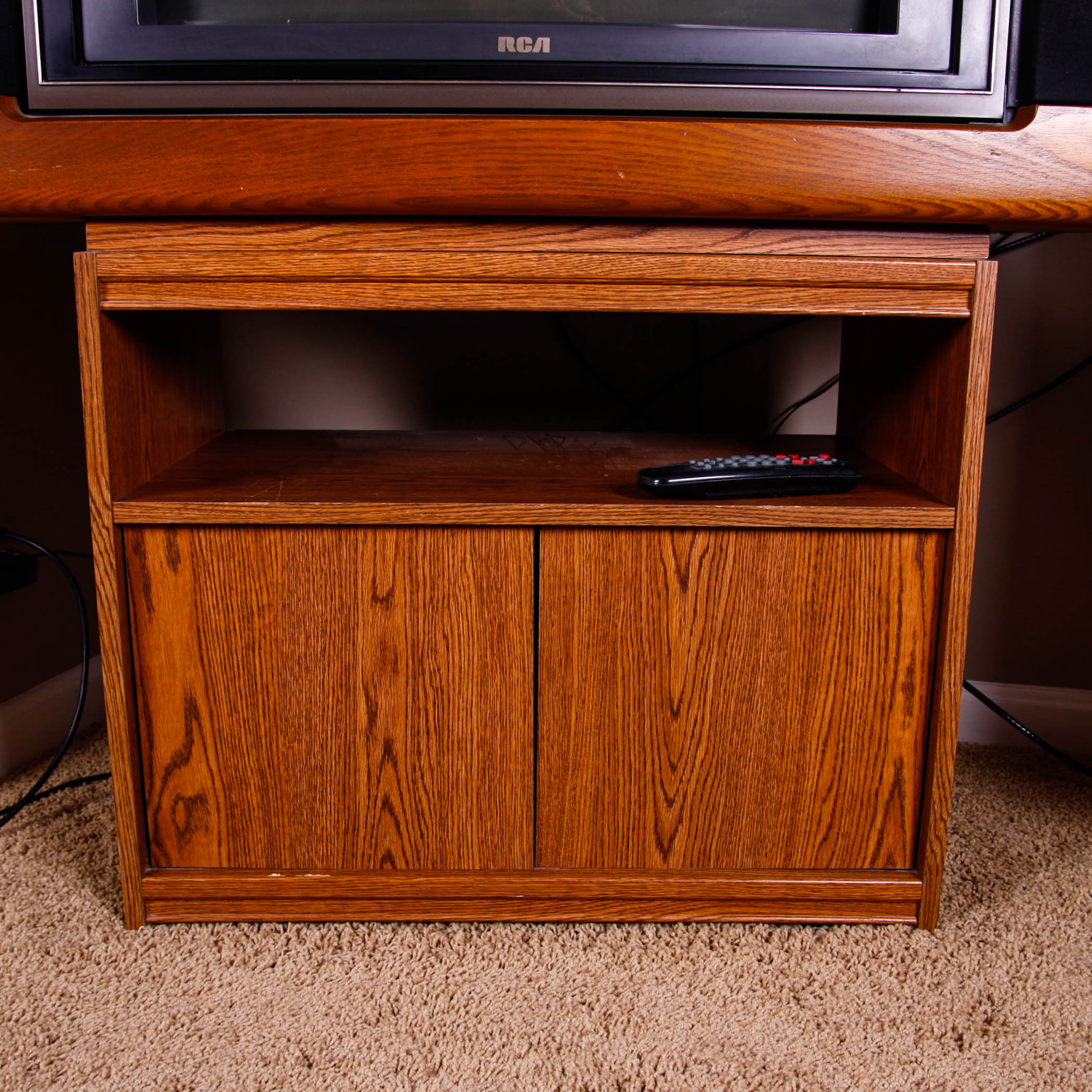 Vintage RCA Wood Tube Television and Accessories