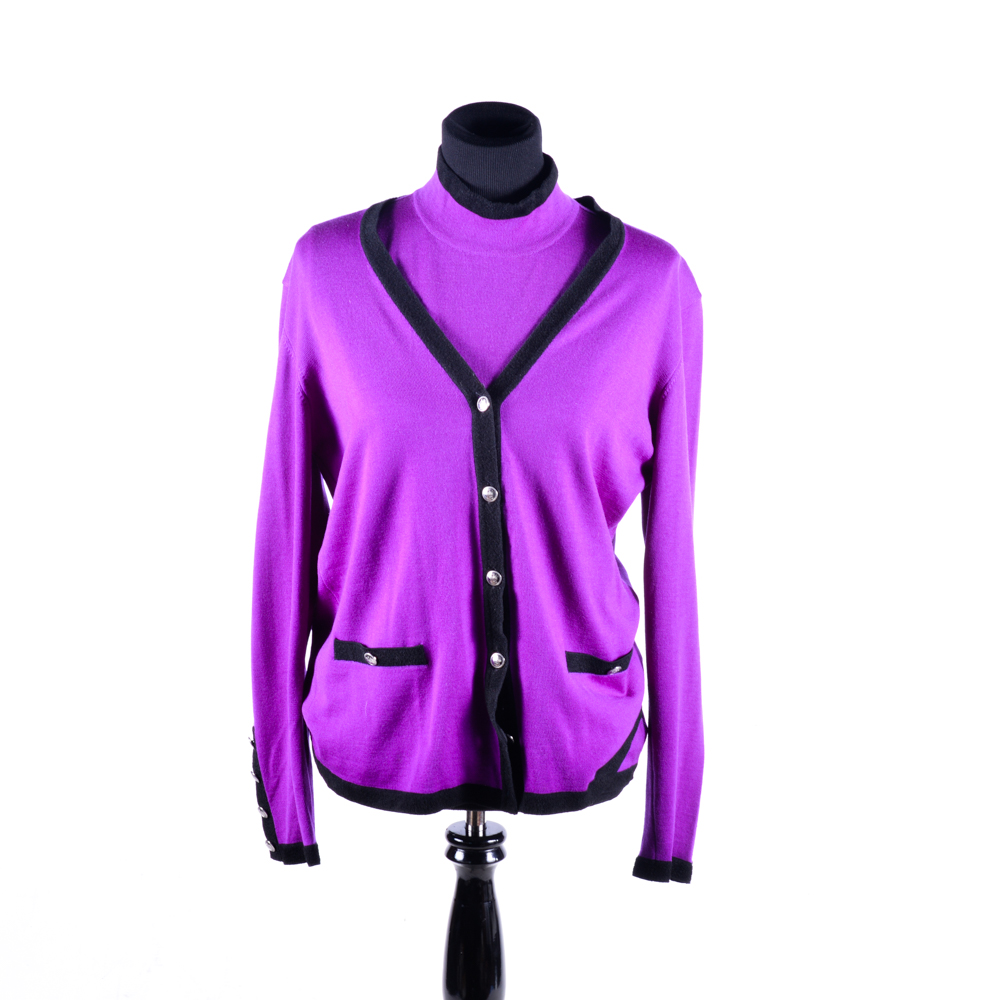 Escada Margaretha Ley Purple Cardigan and Shirt