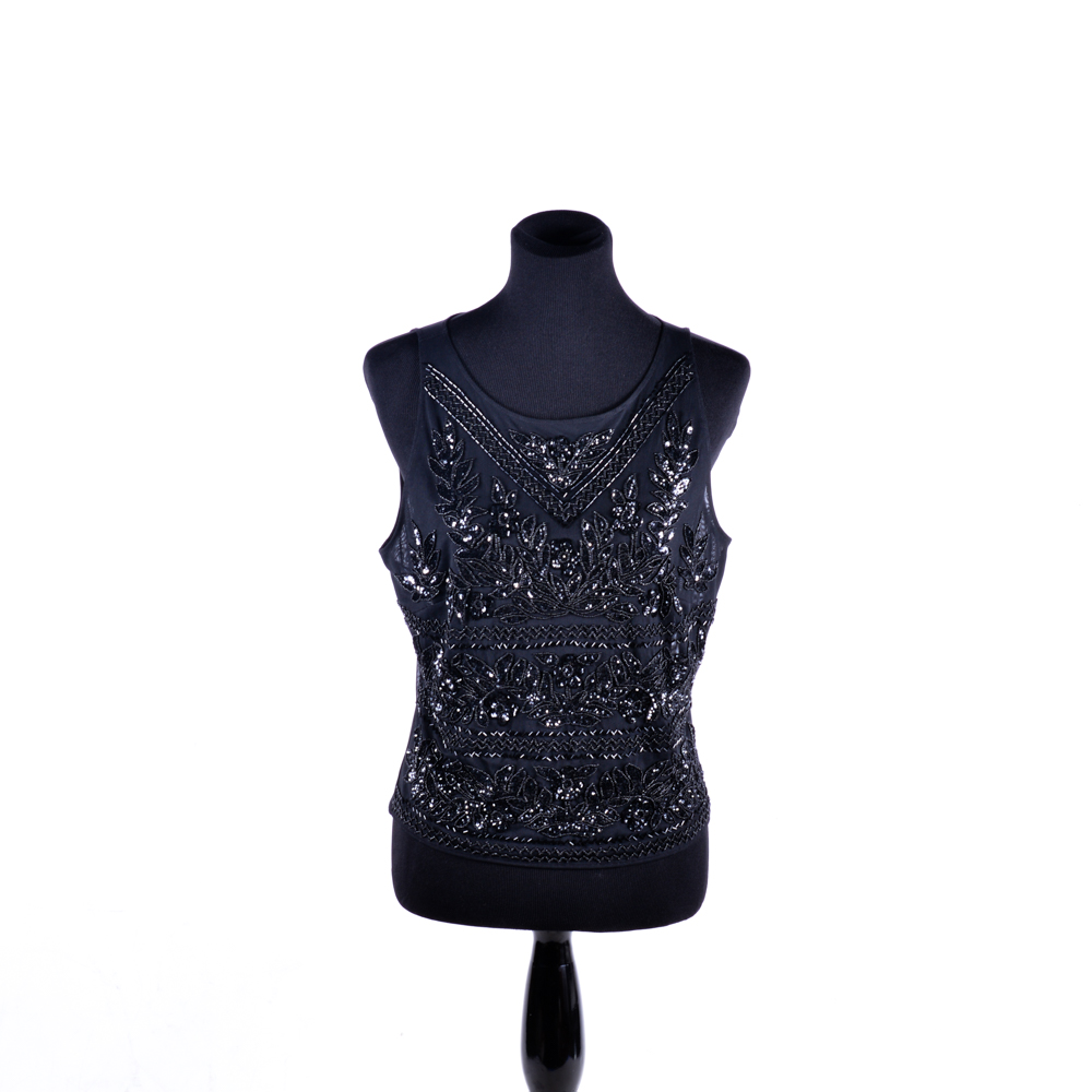 Escada Black Beaded Top