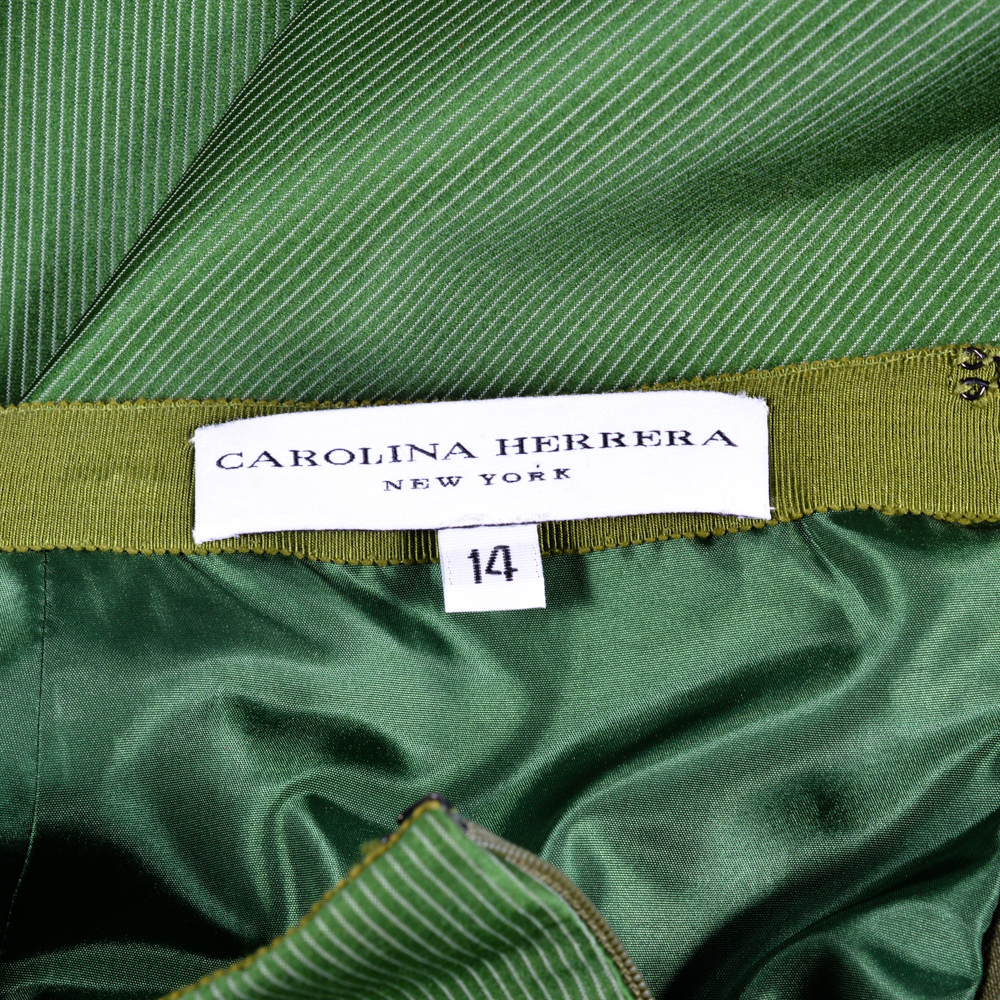 Carolina Herrera Green Pinstripe Full Length Skirt