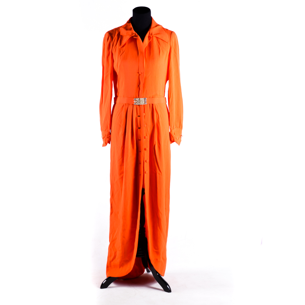 Adele Simpson Orange Button-Front Dress