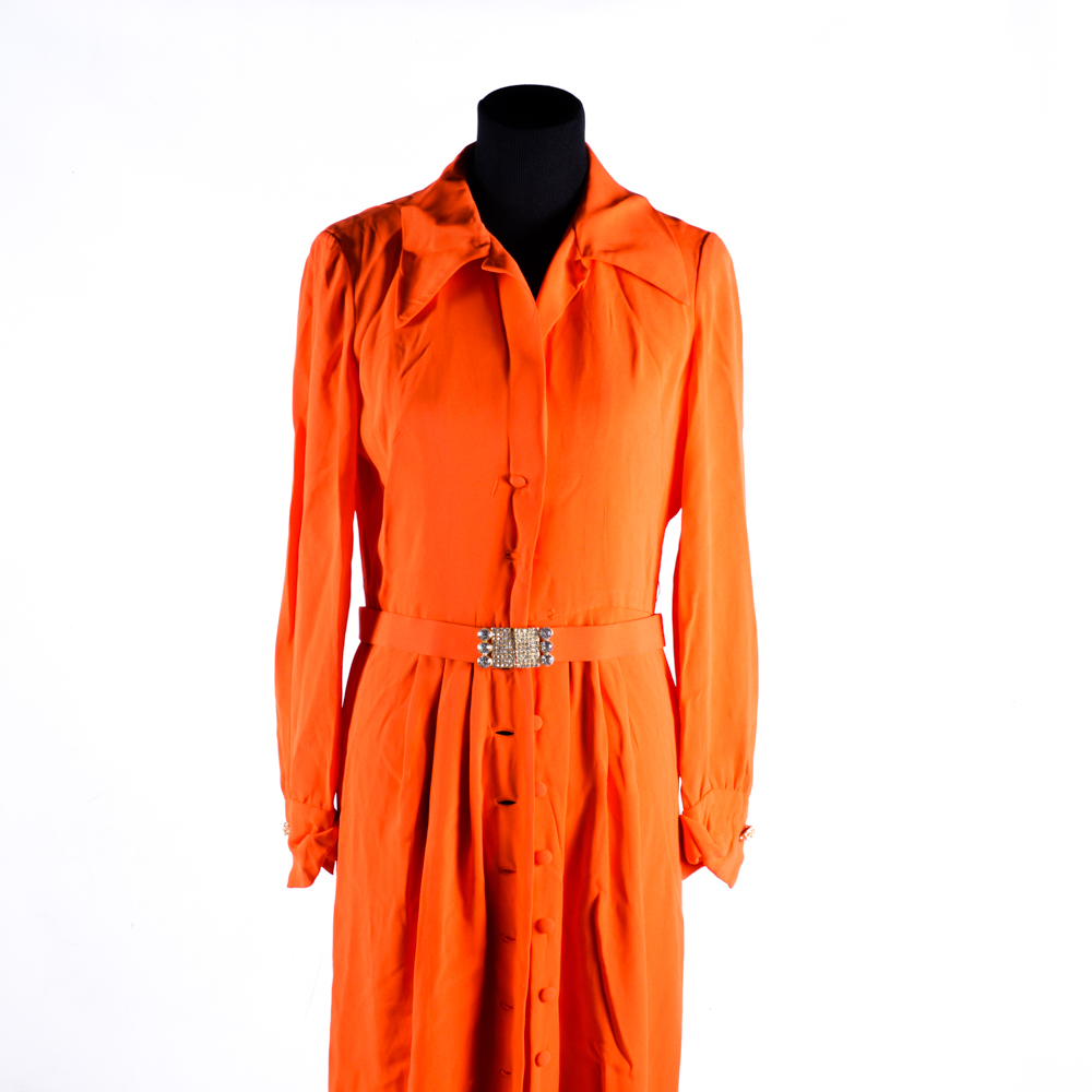 Adele Simpson Orange Button-Front Dress