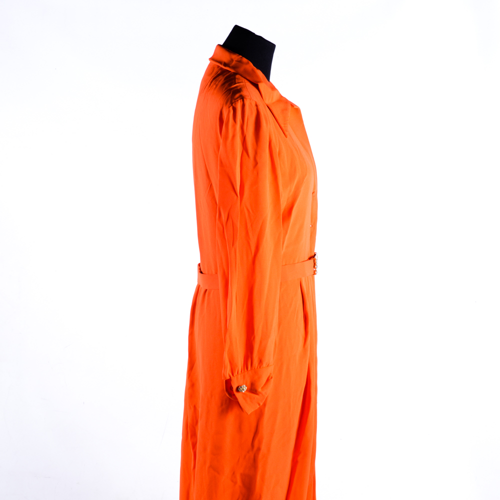 Adele Simpson Orange Button-Front Dress