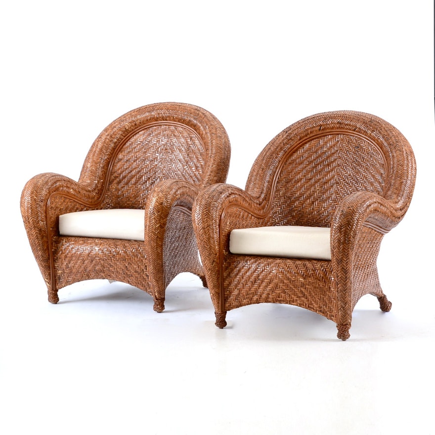 Pair of Pottery Barn Wicker Chairs