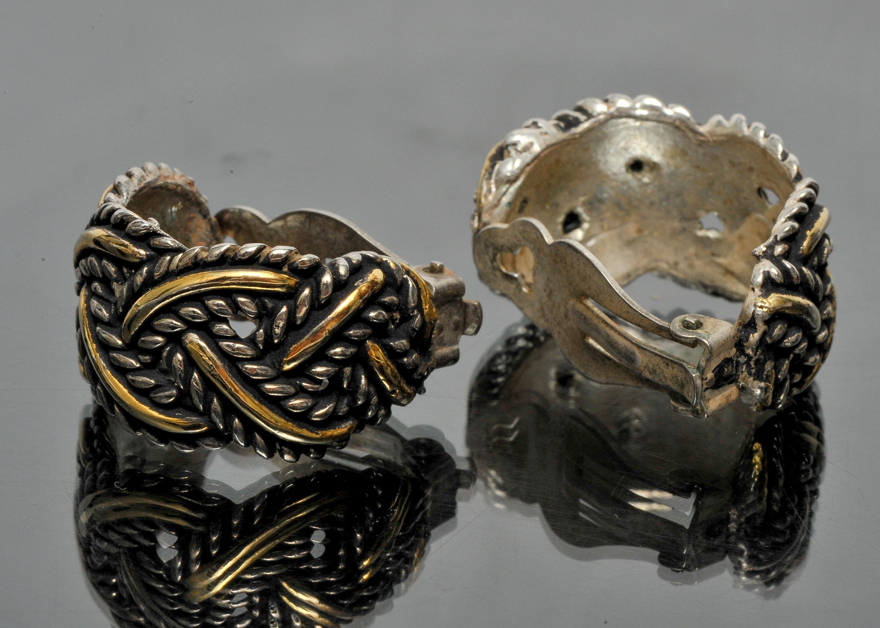 Pair of Metal Braided Clip-On Earrings