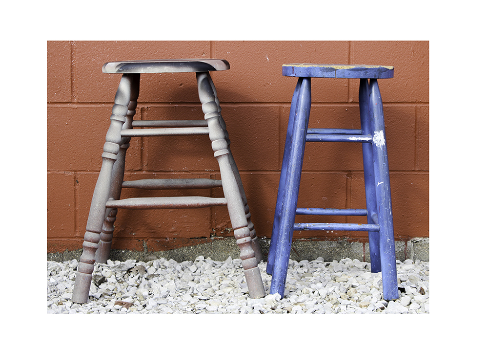 Pair of Industrial Wooden Stools
