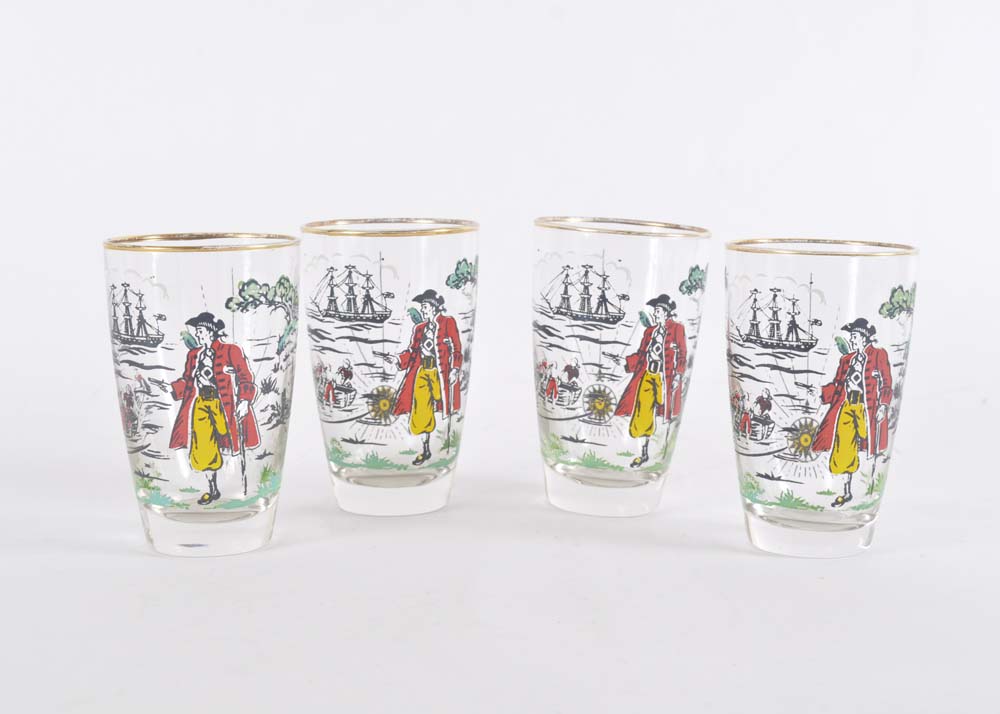 Quartet of Treasure Island Glasses by Libbey