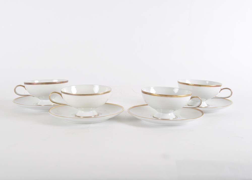 Quintet of Rosenthal Elegante Footed Cup and Saucer Sets