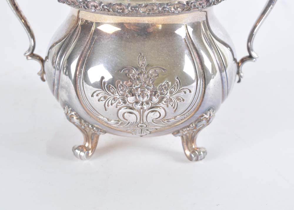 International Silver Du Barry Chased Silverplate Holloware Tea Service