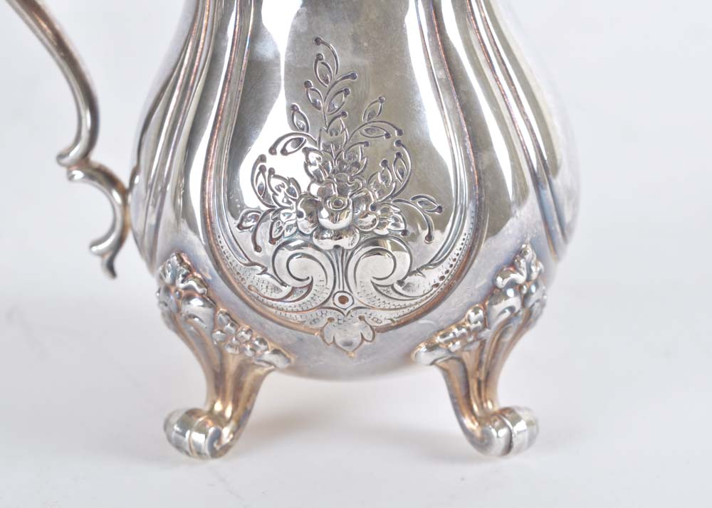 International Silver Du Barry Chased Silverplate Holloware Tea Service