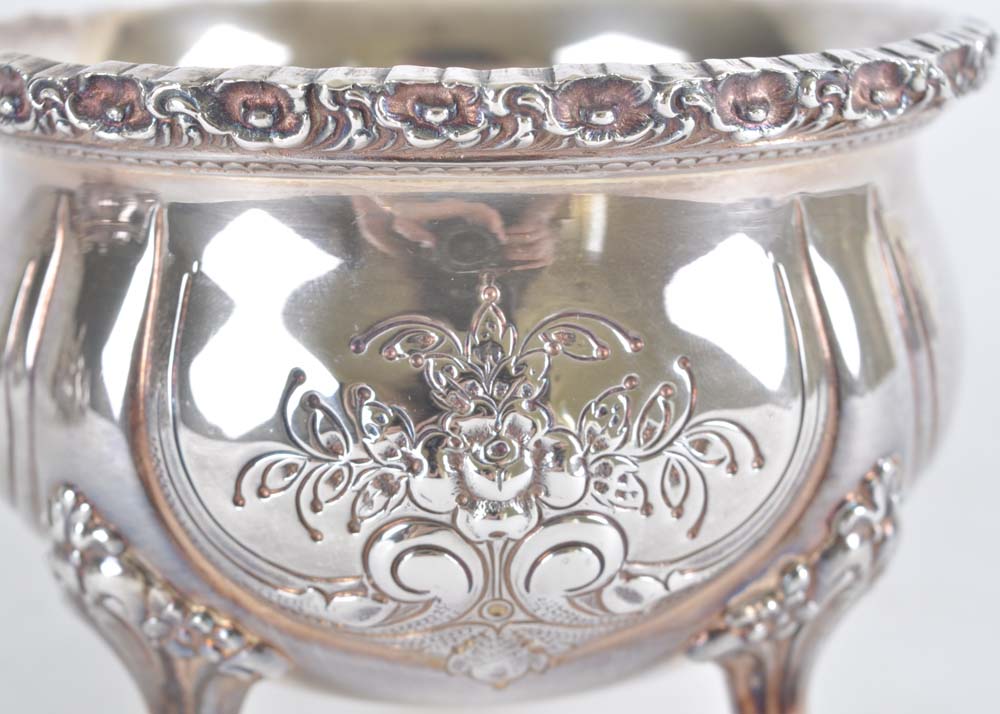 International Silver Du Barry Chased Silverplate Holloware Tea Service