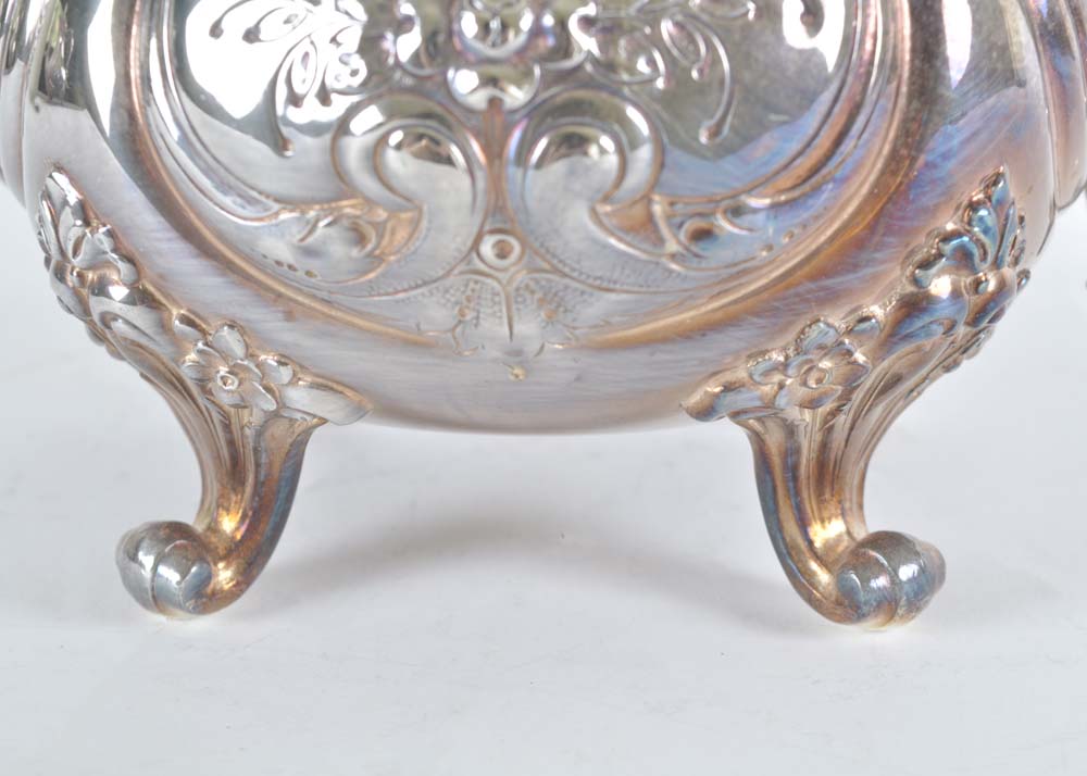 International Silver Du Barry Chased Silverplate Holloware Tea Service