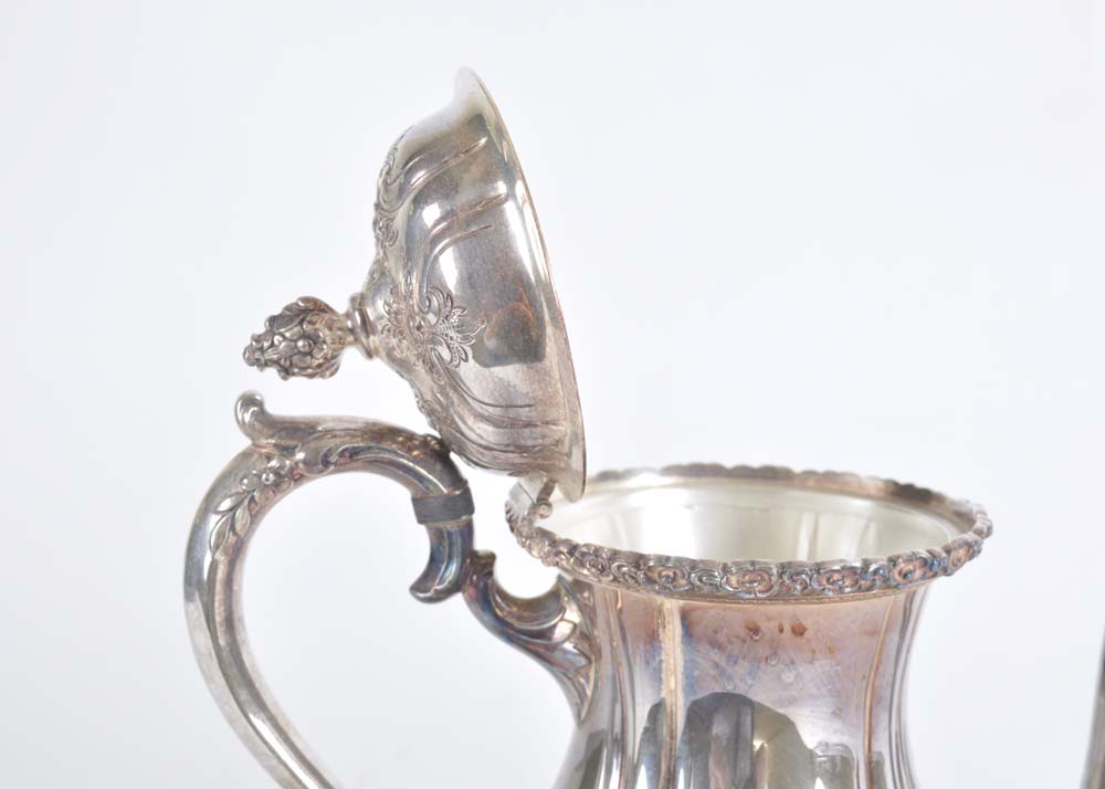 International Silver Du Barry Chased Silverplate Holloware Tea Service