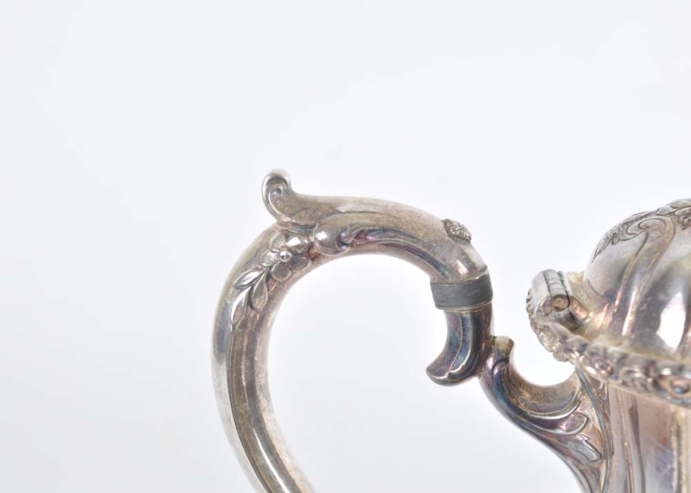 International Silver Du Barry Chased Silverplate Holloware Tea Service