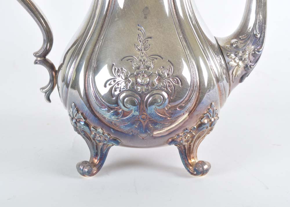 International Silver Du Barry Chased Silverplate Holloware Tea Service
