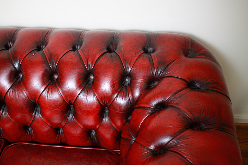Chesterfield Style Red Leather Sofa