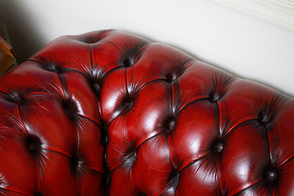 Chesterfield Style Red Leather Sofa