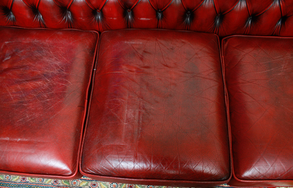 Chesterfield Style Red Leather Sofa