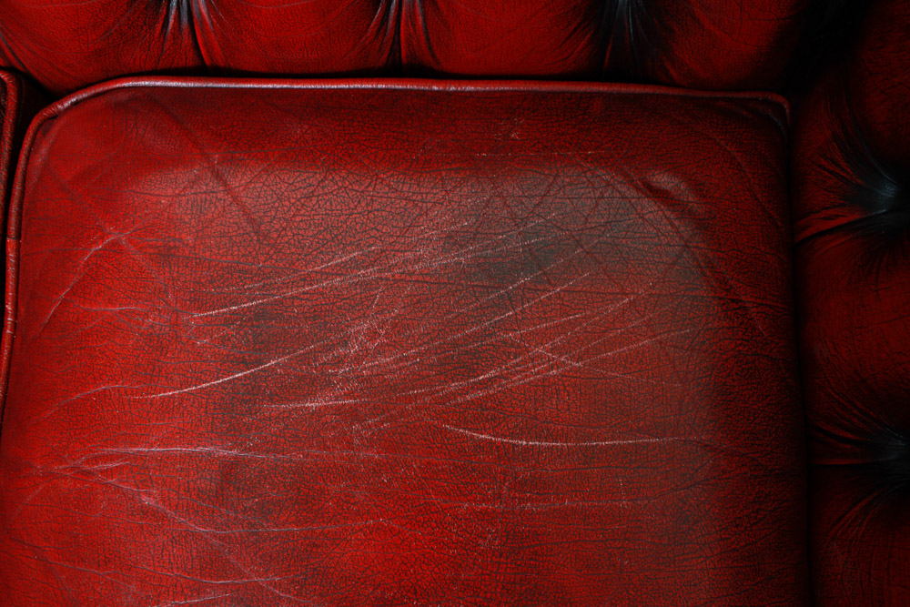 Chesterfield Style Red Leather Sofa