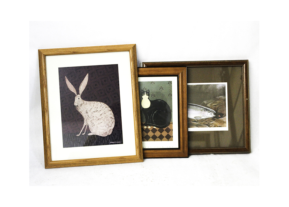 Trio of Animal Themed Framed Wall Art