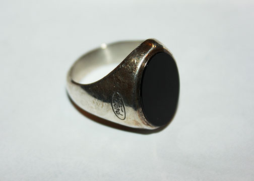 Men's Sterling Silver Ford Commemorative Ring with Onyx