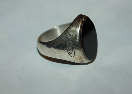 Men's Sterling Silver Ford Commemorative Ring with Onyx