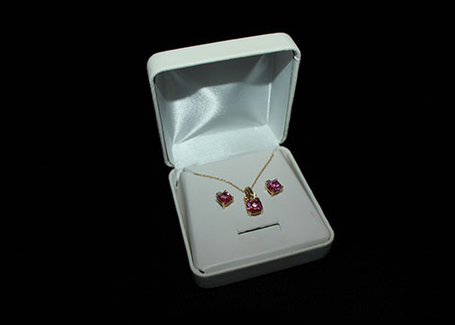 10K Gold and Pink Sapphire Earrings and Necklace