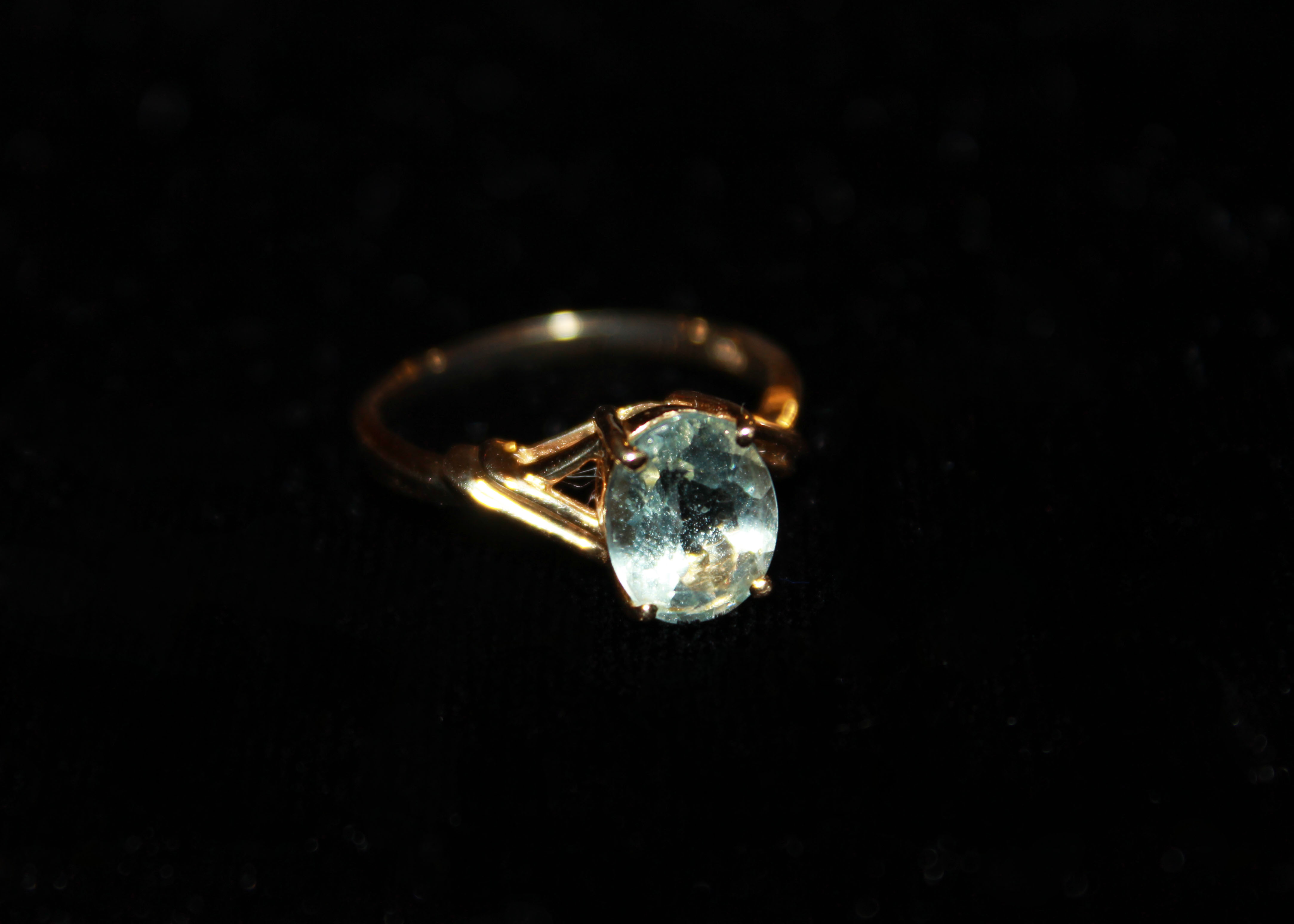 14K Gold Ring with Sky Blue Topaz Stone