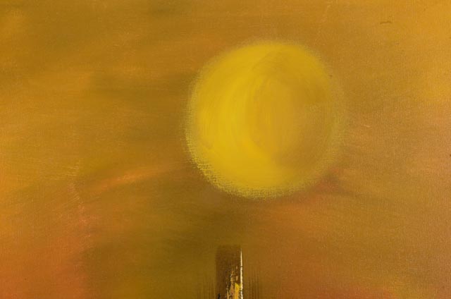 R. Styles Abstracted Oil on Canvas Cityscape